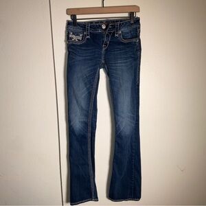 ROCK REVIVAL Pollard white stitch embellished boot cut denim jeans 26